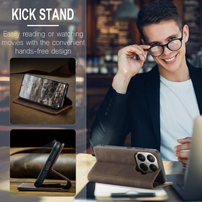 Caseme - CASEME 013 Series Xiaomi 15T Pro Plånboksfodral KonstLäder - Kaffe