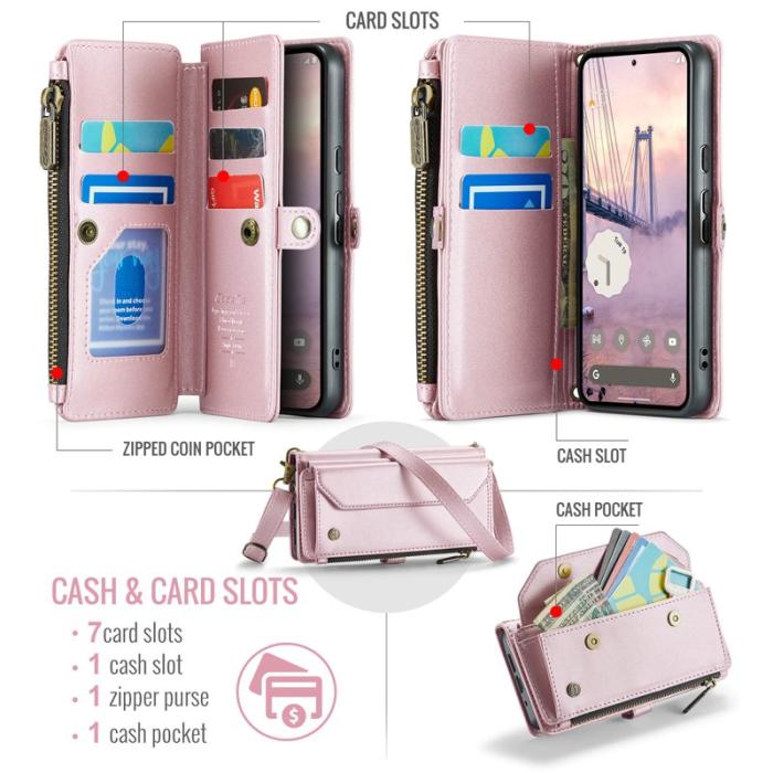 Caseme - CASEME Plånboksfodral Konstläder för Google Pixel 10 Pro/10/9 Pro - Rosa