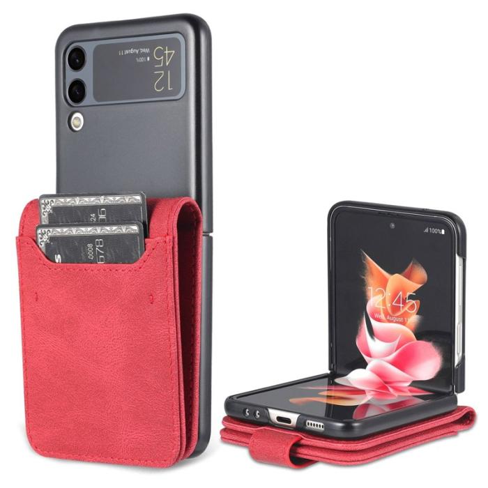 AZNS - AZNS Samsung Galaxy Z Flip4 Fodral KonstLäder - Röd