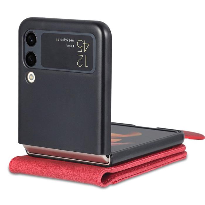 AZNS - AZNS Samsung Galaxy Z Flip4 Fodral KonstLäder - Röd