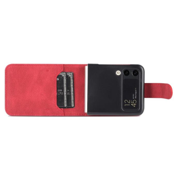 AZNS - AZNS Samsung Galaxy Z Flip4 Fodral KonstLäder - Röd