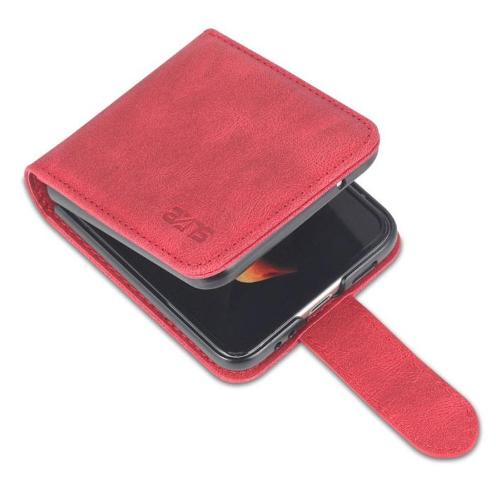 AZNS - AZNS Samsung Galaxy Z Flip4 Fodral KonstLäder - Röd
