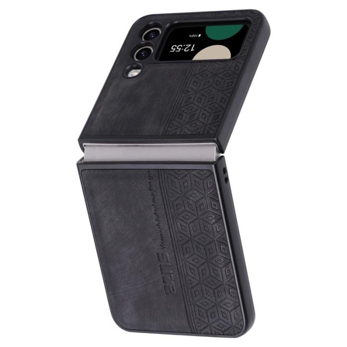 AZNS - AZNS Samsung Galaxy Z Flip4 Fodral KonstLäder - Svart