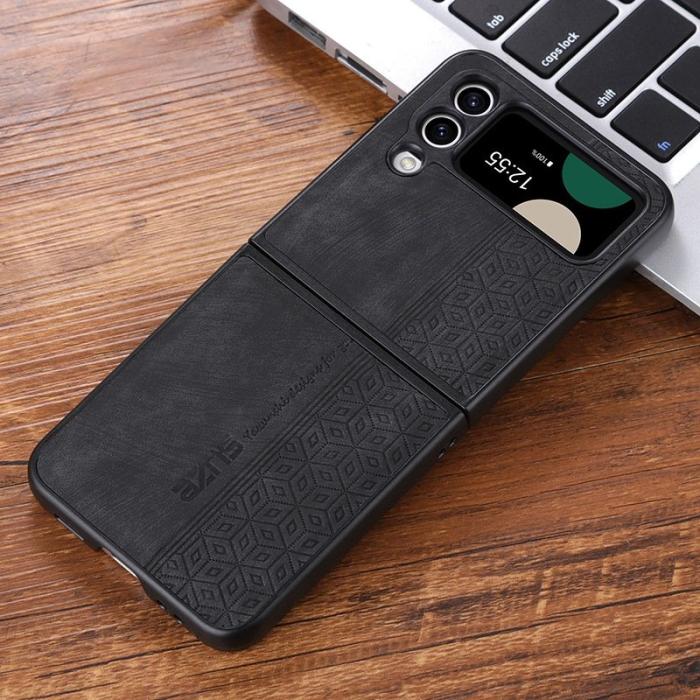 AZNS - AZNS Samsung Galaxy Z Flip4 Fodral KonstLäder - Svart
