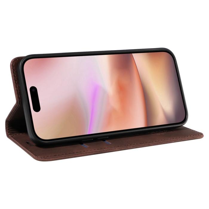 BETOPNICE - BETOPNICE 003 iPhone 16 Plus Plånboksfodral RFID Blocking Konstläder - Brun