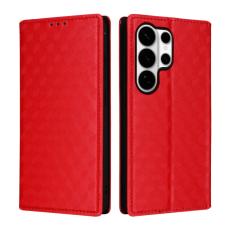 OEM - Samsung Galaxy S26 Ultra Pl&aring;nboksfodral Konstl&auml;der Rhombus - R&ouml;d