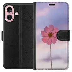 Gustaf - Pl&aring;nboksfodral till Apple iPhone 16 med Rosa blomma