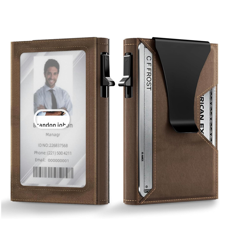 Minimalistisk ID Window Korthållare i Äkta Läder (Kaffe Brun) | 2353 | AlltMobil