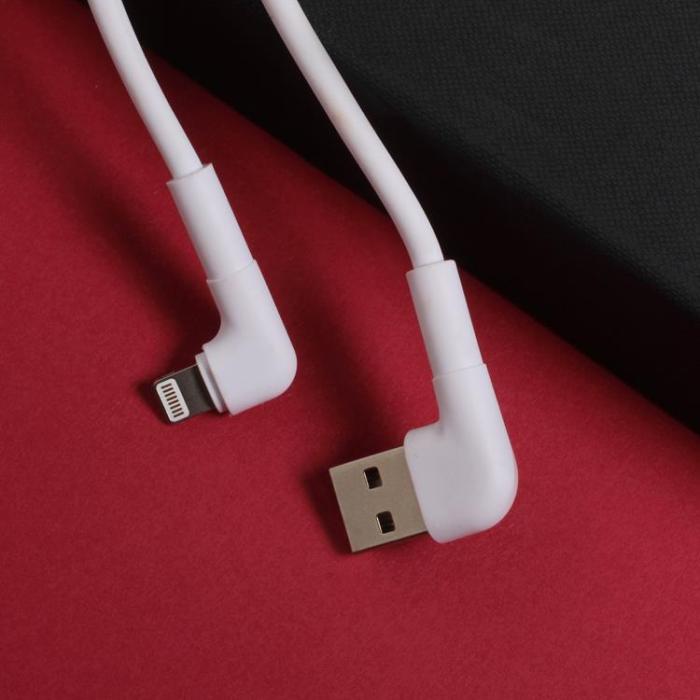 Maxlife - Maxlife Vinklad USB-A till Lightning kabel 1m 2.4A MXUC-09 - Vit