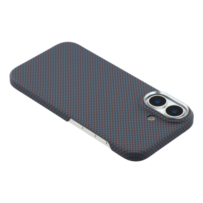 A-One Brand - iPhone 17 Mobilskal MagSafe Carbon Fiber - Mörkblå/Vinröd