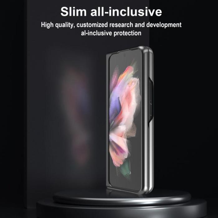 LC.imeeke - LC.IMEEKE Galaxy Z Fold 4 Skal TPU-ram Läder - Blå