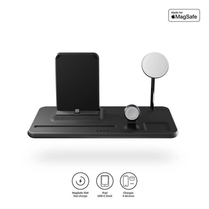 ZENS - Zens 4-in-1 Trådlös Laddare Magsafe iPhone, Apple Watch, Airpods,iPad