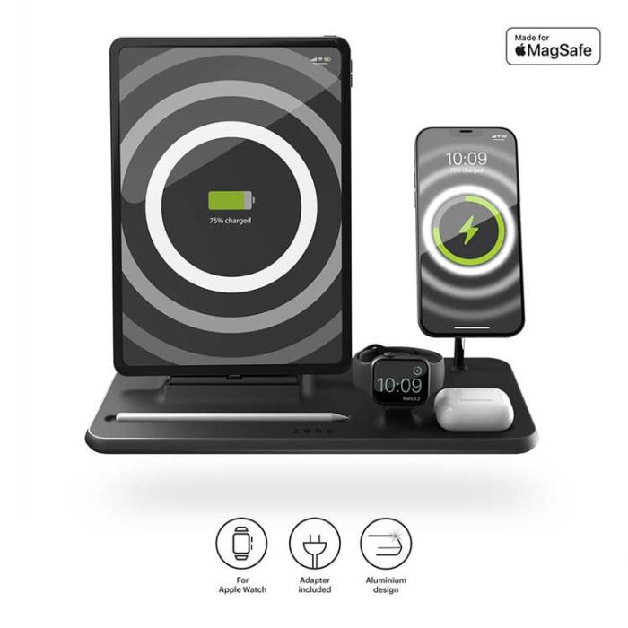 ZENS - Zens 4-in-1 Trådlös Laddare Magsafe iPhone, Apple Watch, Airpods,iPad