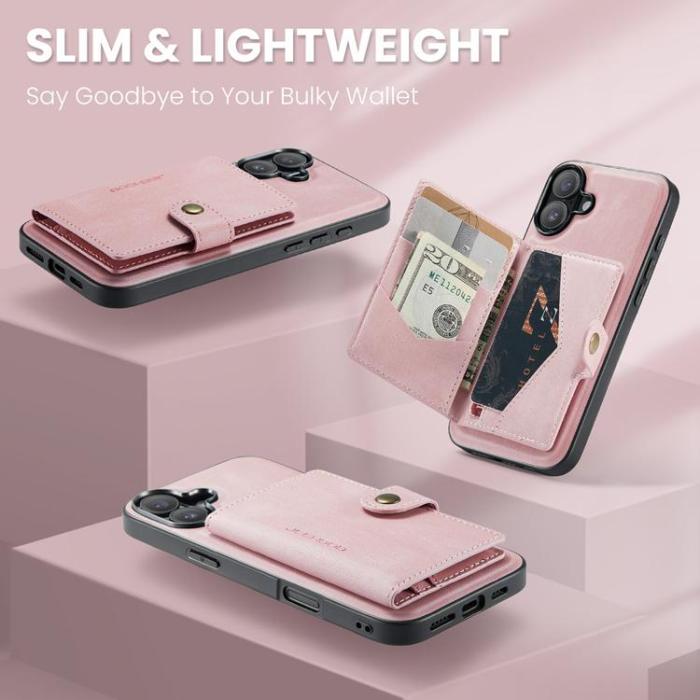 OEM - JEEHOOD iPhone 17 Mobilskal KonstLäder + Plast Avtagbar - Rosa