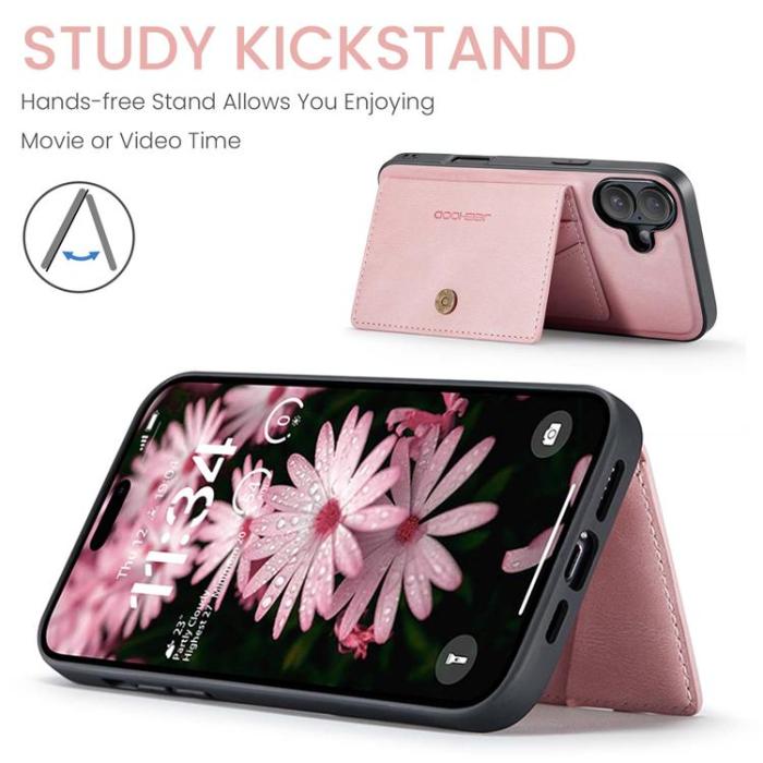 OEM - JEEHOOD iPhone 17 Mobilskal KonstLäder + Plast Avtagbar - Rosa