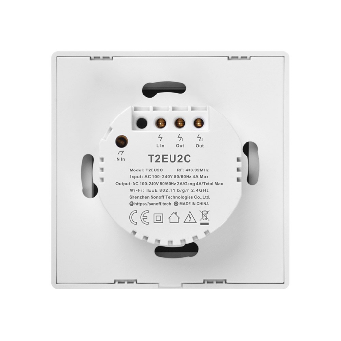 Sonoff - Sonoff Two-Channel Wi-Fi Light Switch T2EU2C-TX - Vit