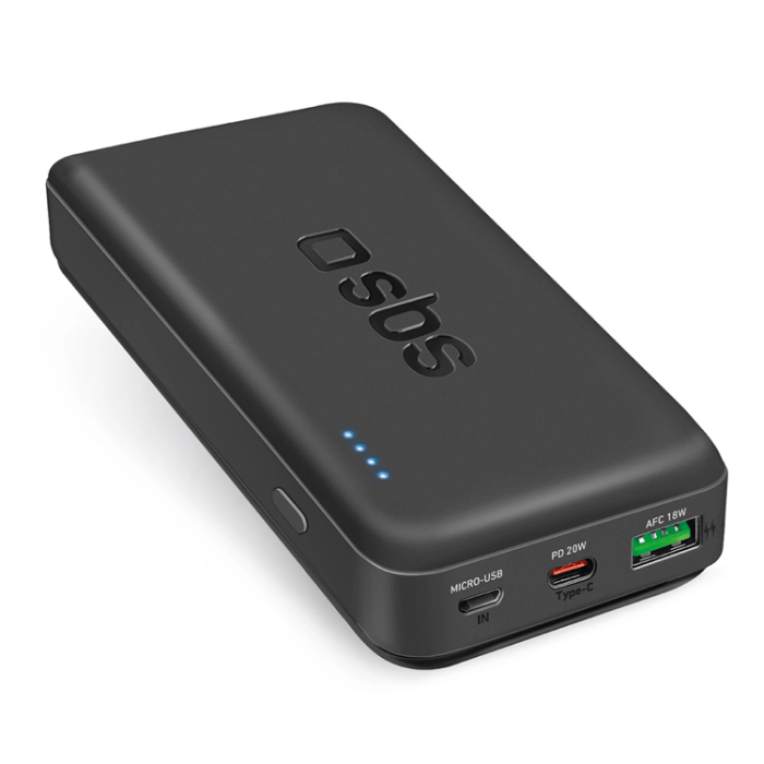 SBS - SBS PowerBank (USB-C/USB-A/Micro-USB ) 20000 mAh 20W - Svart