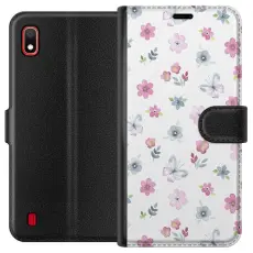 Gustaf - Pl&aring;nboksfodral till Samsung Galaxy A10 med Blommor och fj&auml;rillar