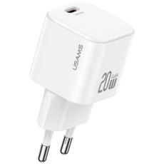 USAMS - USAMS Snabbladdare 20W USB-C Med USB-C 1m Kabel JO Series - Vit
