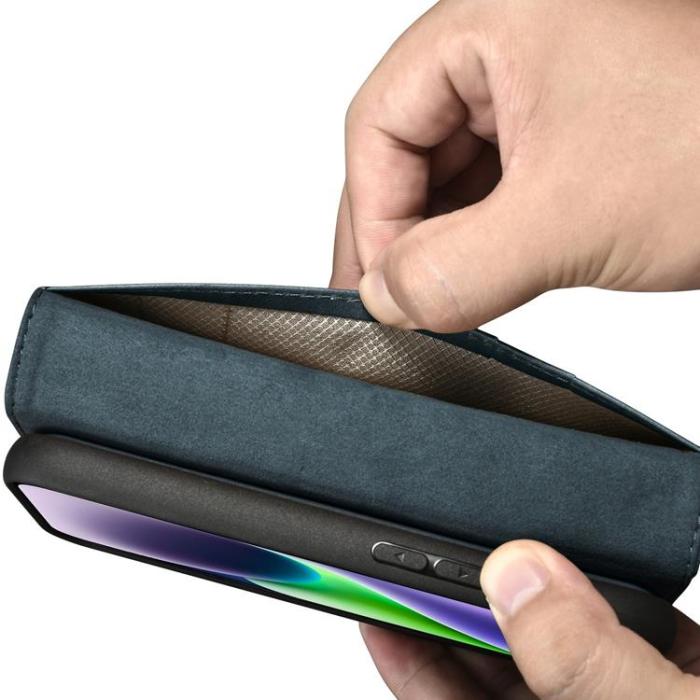ICARER - iCarer iPhone 14 Plånboksfodral 2in1 Äkta Läder Anti-RFID - Blå