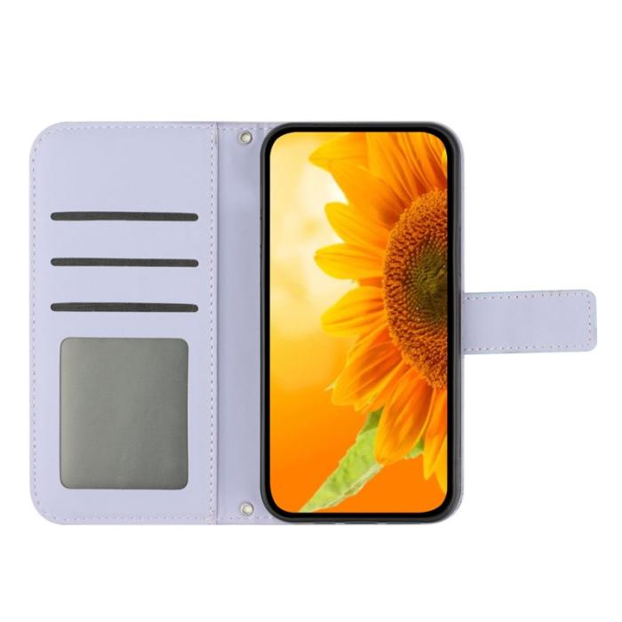 OEM - Samsung Galaxy S26 Plånboksfodral Konstläder Solrostryck - Lila