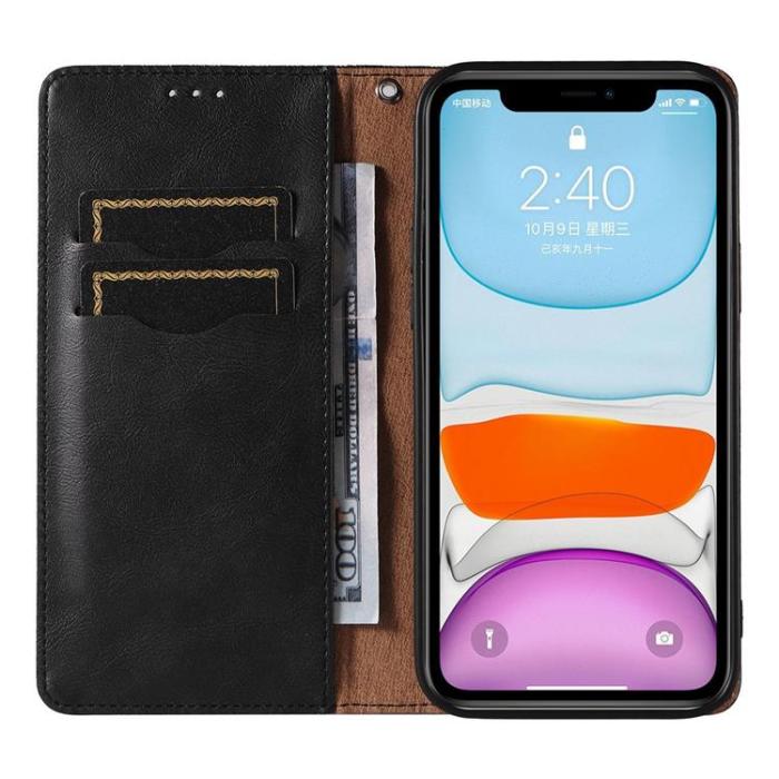 OEM - iPhone 13 mini Plånboksfodral Magnet Strap - Svart