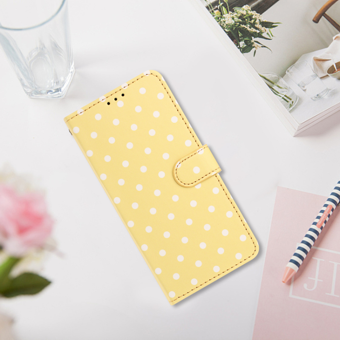 A-One Brand - OnePlus 15 5G Plånboksfodral Polka Dot Pattern Läder - Gul