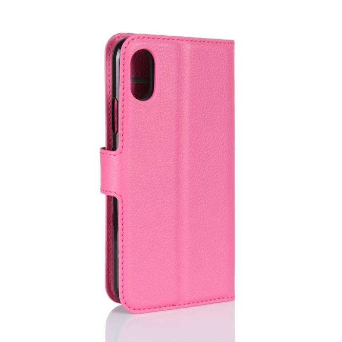 OEM - Litchi Plånboksfodral till iPhone XS / X - Magenta