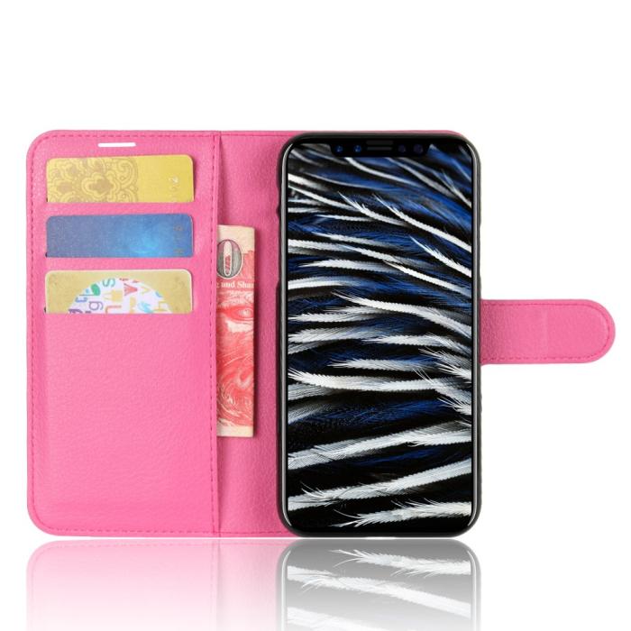 OEM - Litchi Plånboksfodral till iPhone XS / X - Magenta