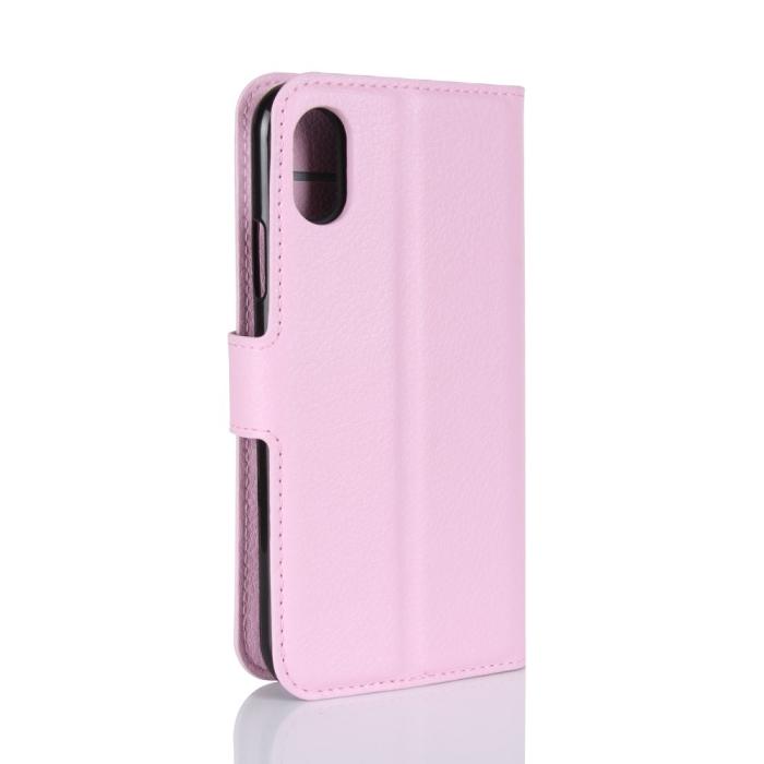 UTGATT1 - Litchi Plånboksfodral till iPhone XS / X - Rosa