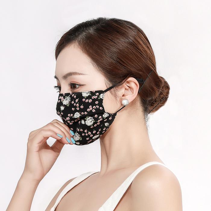 UTGATT5 - Floral Tvättbar mask Munskydd Skyddsmask Svart