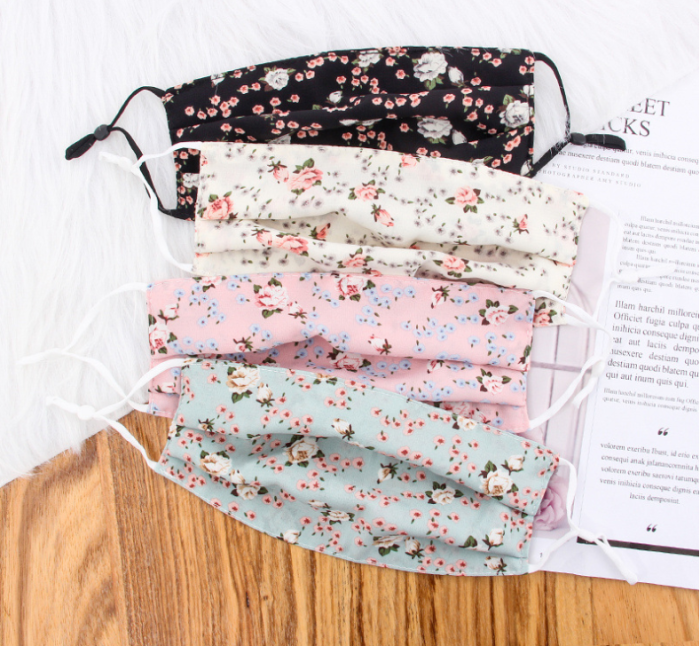 UTGATT5 - Floral Tvättbar mask Munskydd Skyddsmask Svart