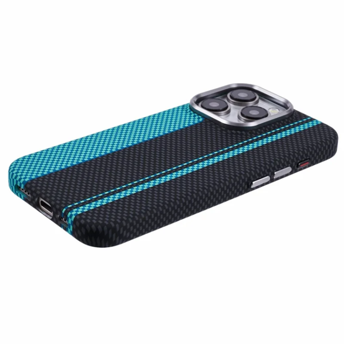 A-One Brand - iPhone 15 Pro Max Mobilskal Magsafe Kevlar Aramid Fiber - Blå/Svart
