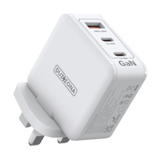 DUZZONA - DUZZONA GaN Snabbladdare 65W 2x USB-C/USB-A UK T9 PD - Vit