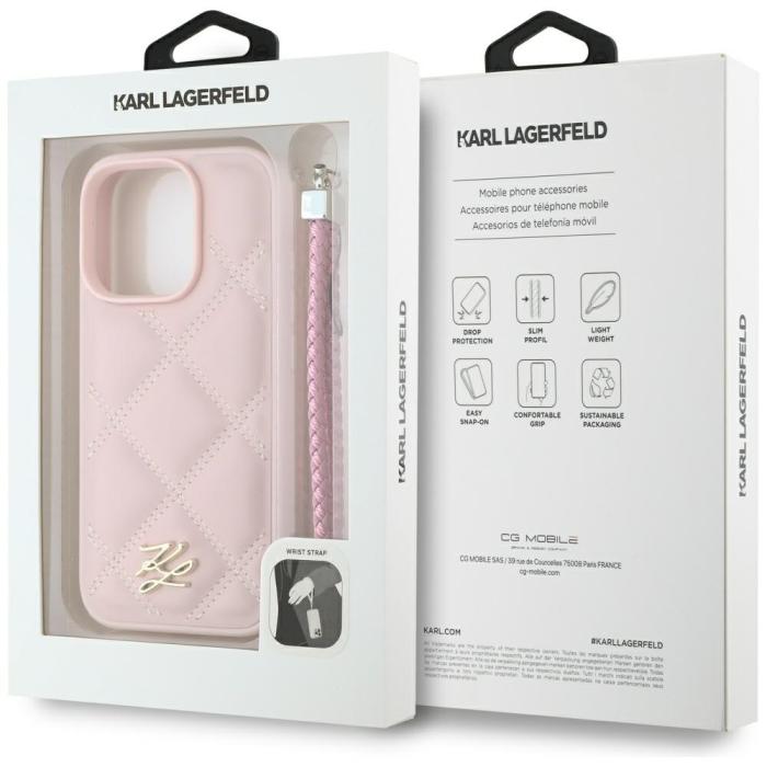 KARL LAGERFELD - Karl Lagerfeld Mobilskal till iPhone 16 Pro MagSafe Quilted Initial Strap
