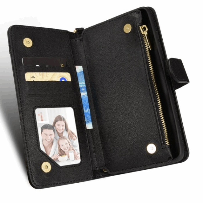 A-One Brand - Galaxy Z Fold 4 Plånboksfodral Zipper Magnetic - Svart