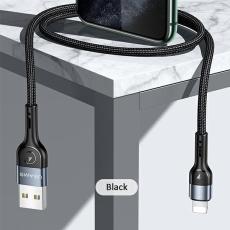 USAMS - USAMS U55 Lightning Kabel fl&auml;tad 2A 1 m SJ448USB01 - Svart