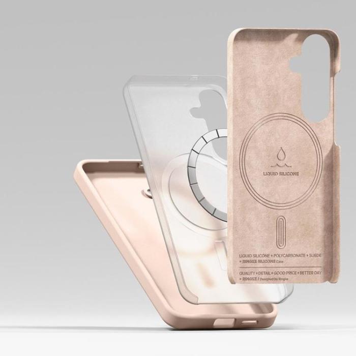 Ringke - Ringke Galaxy S25 Plus Mobilskal Magsafe Silikon Magnet - Rosa Sand