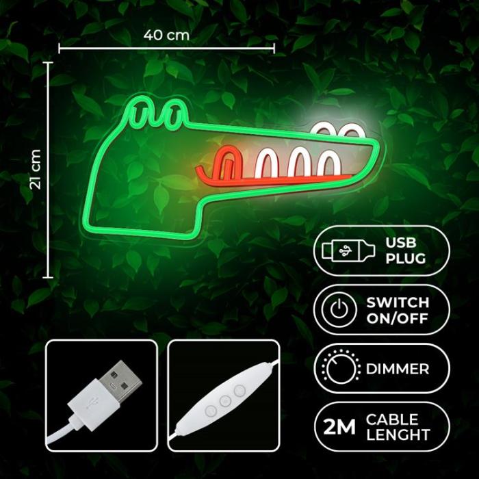 Forever Light - Forever Light LED Neon PLEXI JURASSIC CROC FLNJ03 - Grön