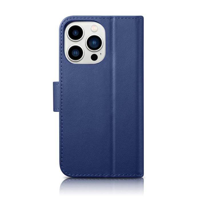 ICARER - iCarer iPhone 14 Pro Plånboksfodral 2in1 Äkta Läder - Blå