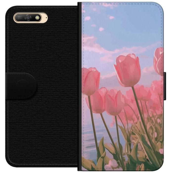 iSecrets - Plånboksfodral till Huawei Y6 (2018) med Rosa Tulpaner