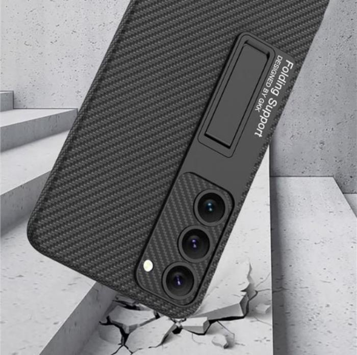 GKK - GKK Galaxy S23 Mobilskal Kickstand PU-Läder - Vinröd