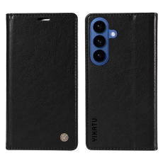 YIKATU - YIKATU Galaxy S26/S26 Pro Plånboksfodral Litchi Läder - Svart