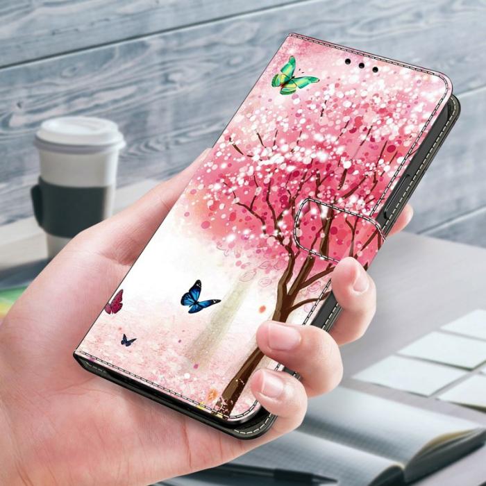 OEM - Samsung Galaxy A37 Plånboksfodral Konstläder Mönstertryck - Cherry Blossom