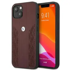 BMW - BMW Skal iPhone 13 mini L&auml;der Curve Perforate - R&ouml;d