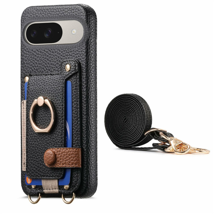 A-One Brand - Google Pixel 10/10 Pro Mobilskal med Korthållare Ring Kickstand - Svart