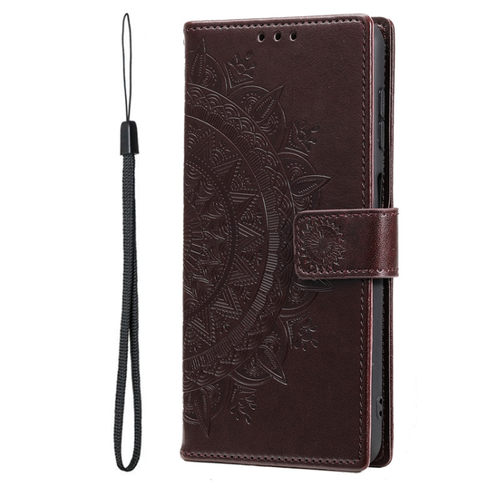 A-One Brand - Galaxy S26 Ultra Plånboksfodral Imprinted Totem Läder - Brun