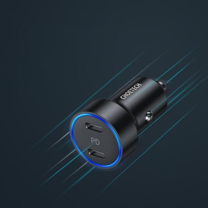 Choetech - Choetech billaddare 2x USB-C Strömförsörjning 3.0 Quick Charge - Svart