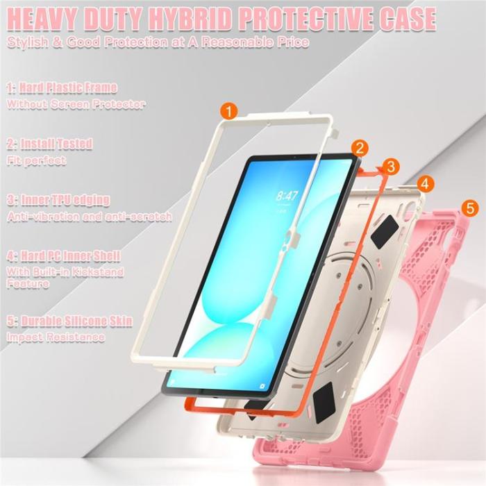 A-One Brand - Galaxy Tab S10 FE Plus Skal Kickstand Handle Grip - Rosa