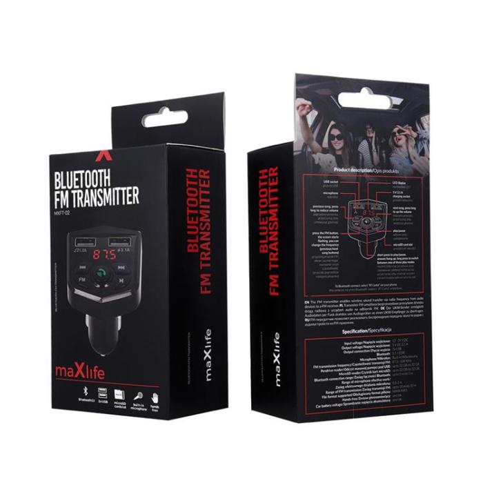 Maxlife - Maxlife FM-sändare Bluetooth MXFT-02 - Svart